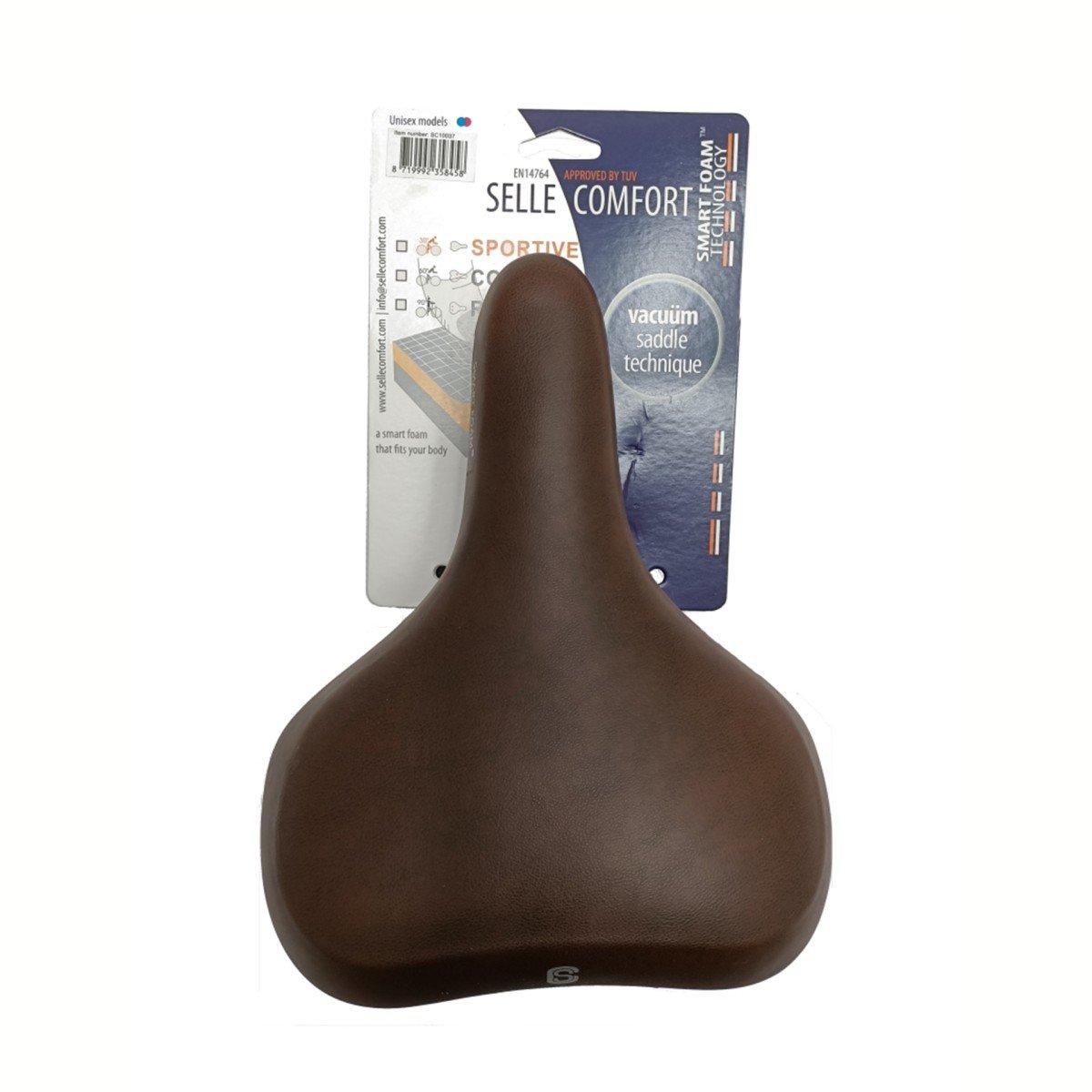 Selle Comfort Pure fietszadel in bruin met memory foam vulling