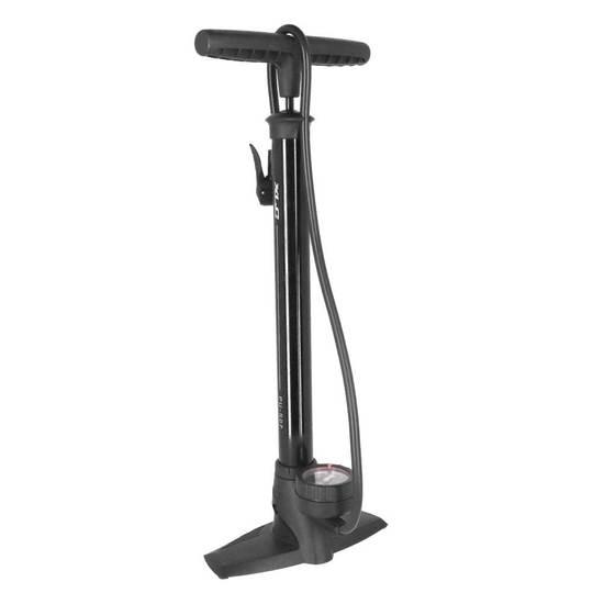 XLC Delta voetpomp met manometer in zwart staal
