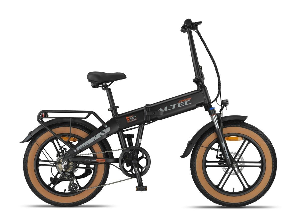 Altec Cross zwarte elektrische vouwfatbike 20 inch vooraanzicht