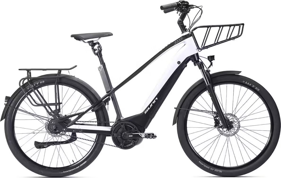 Sunn Urb Rely E-bike 28 stadsfiets zwart-wit met Bosch motor