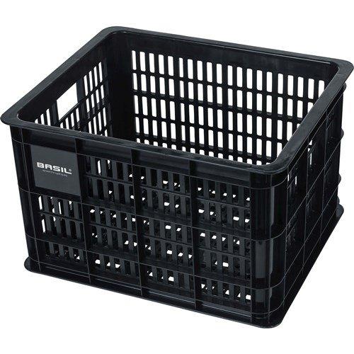 Basil PVC Krat Middel 29,5L zwart op fietstas