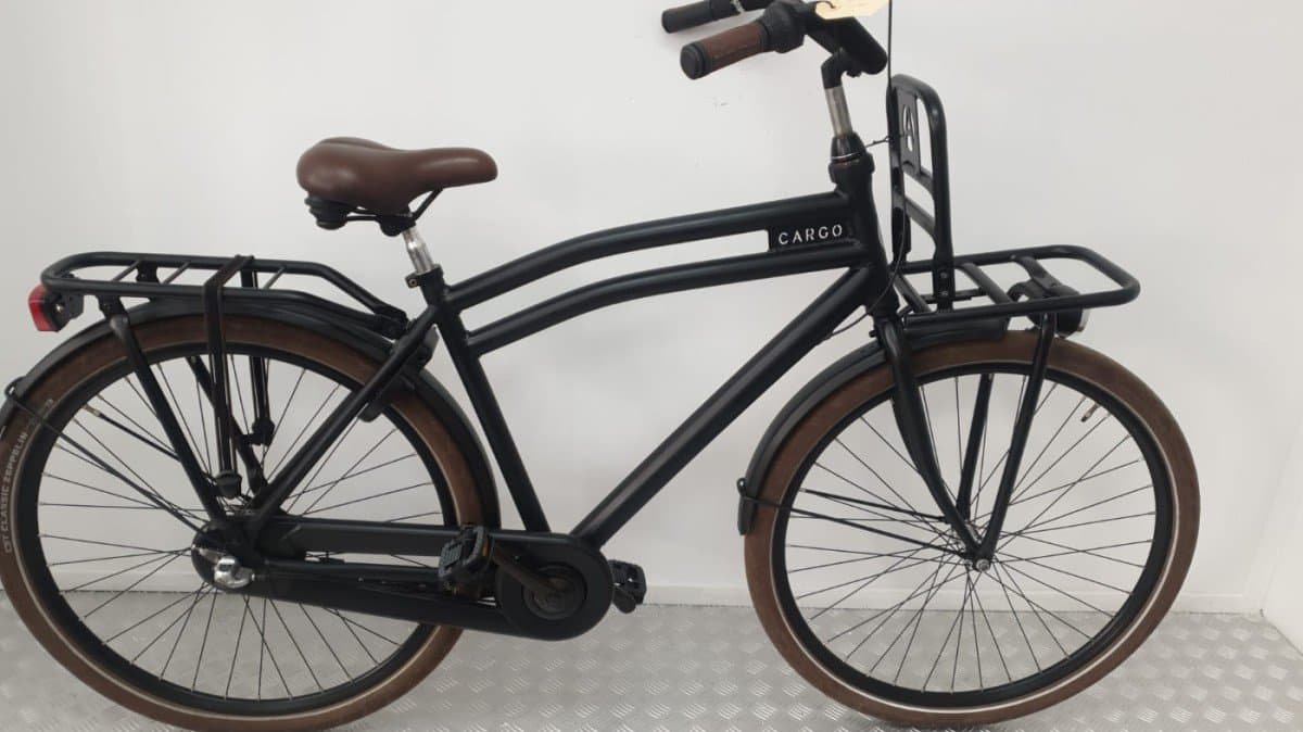 Avalon Cargo stadsfiets 53 cm mat zwart, voordrager, 28 inch