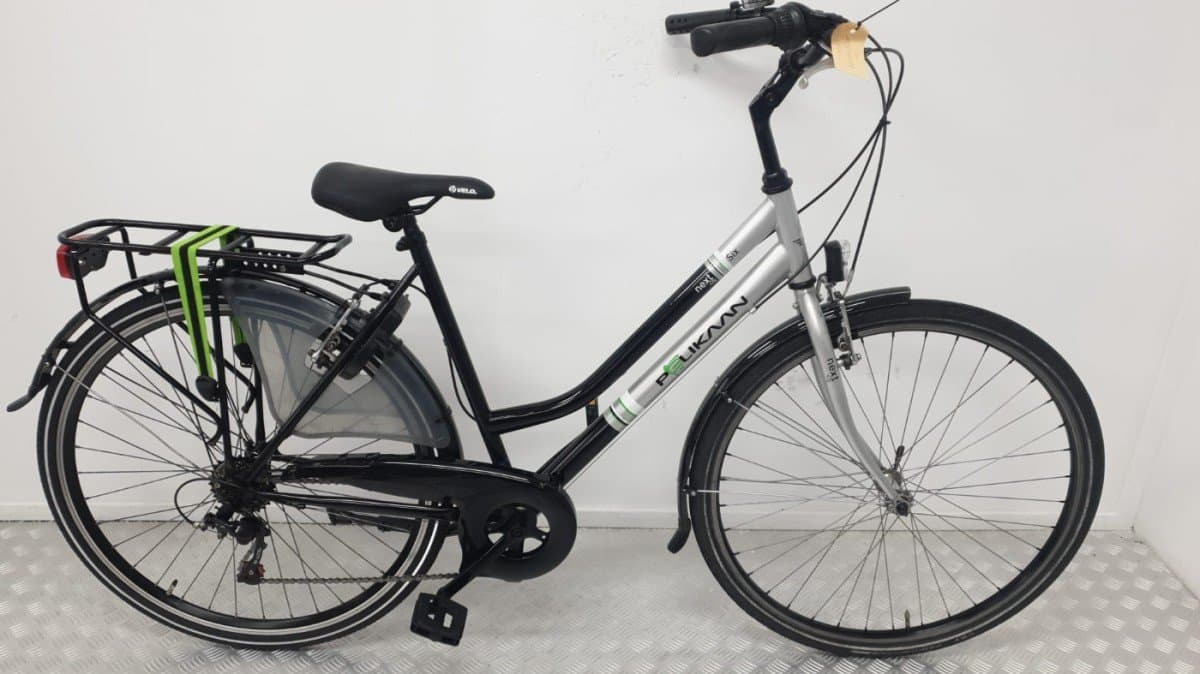 Pelikaan Six Next stadsfiets 52cm in zwartgrijs, tweedehands