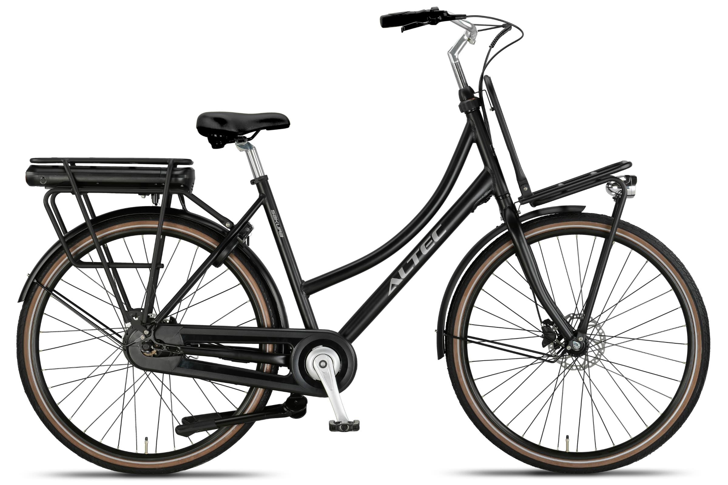 Altec Sakura elektrische stadsfiets 53cm in mat zwart, vooraanzicht