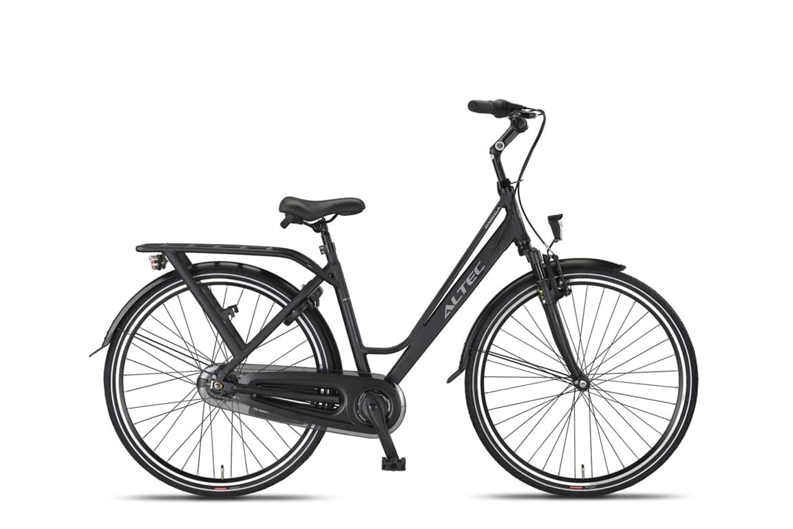 Altec Omega stadsfiets 56 cm in mat zwart, damesfiets met V-brake