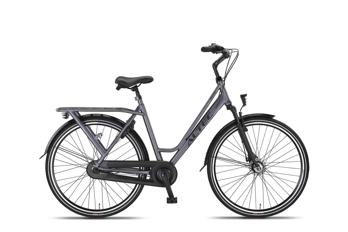 Altec Delta + Plus damesfiets 56 cm grijs, laag instapframe, voorzien van voordrager
