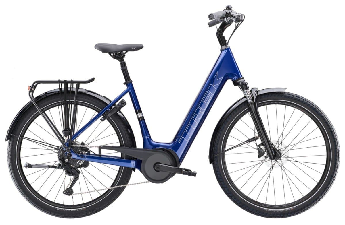 Trek Verve+ 3 blauwe elektrische stadsfiets, 55 cm framemaat