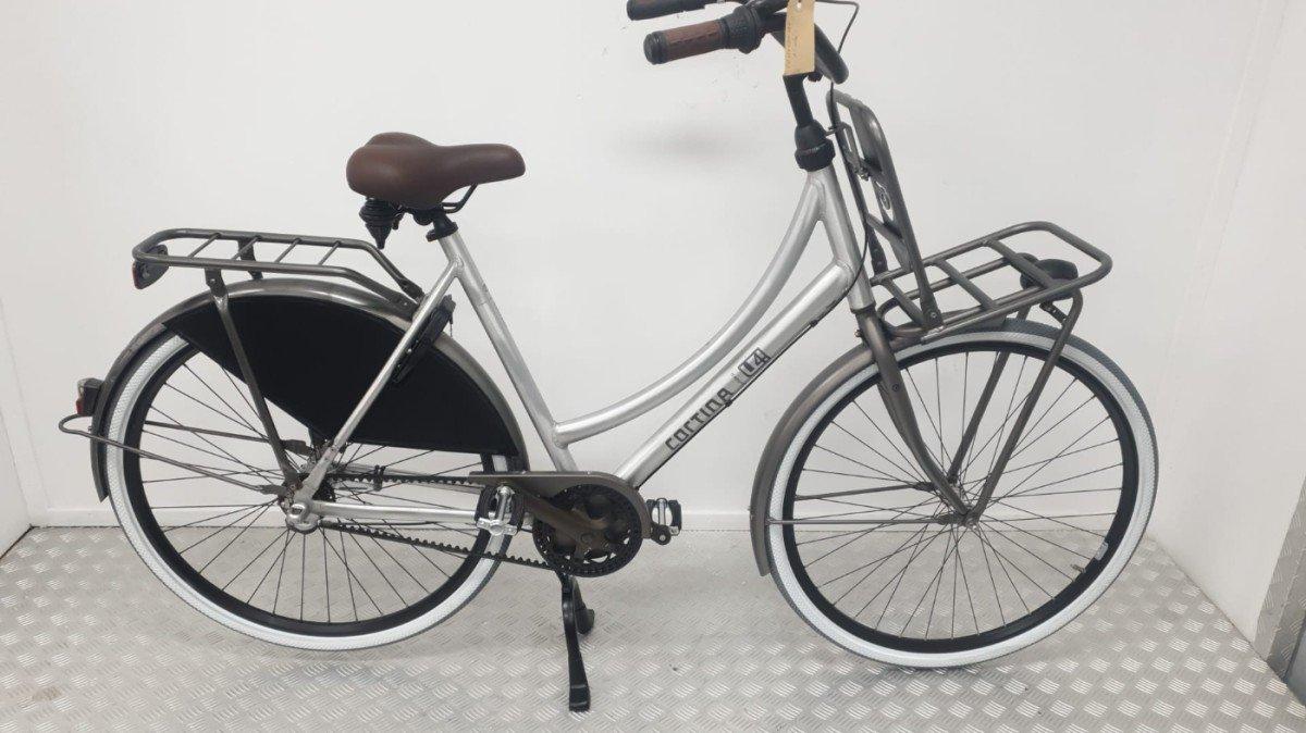 Cortina U4 transportfiets 57 cm, grijs, zijaanzicht