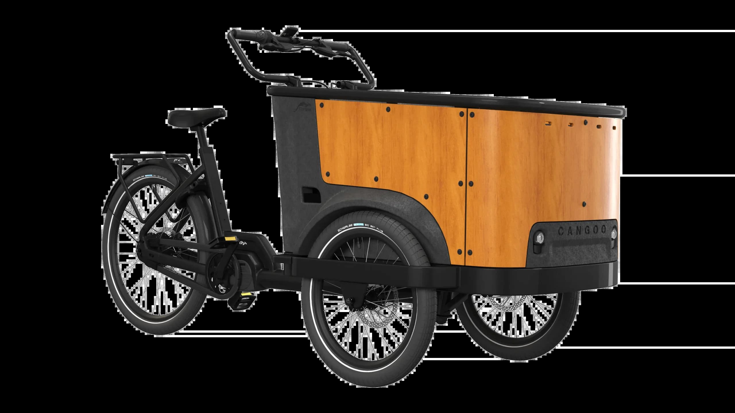 Cangoo Buckle Up grijze elektrische bakfiets vooraanzicht