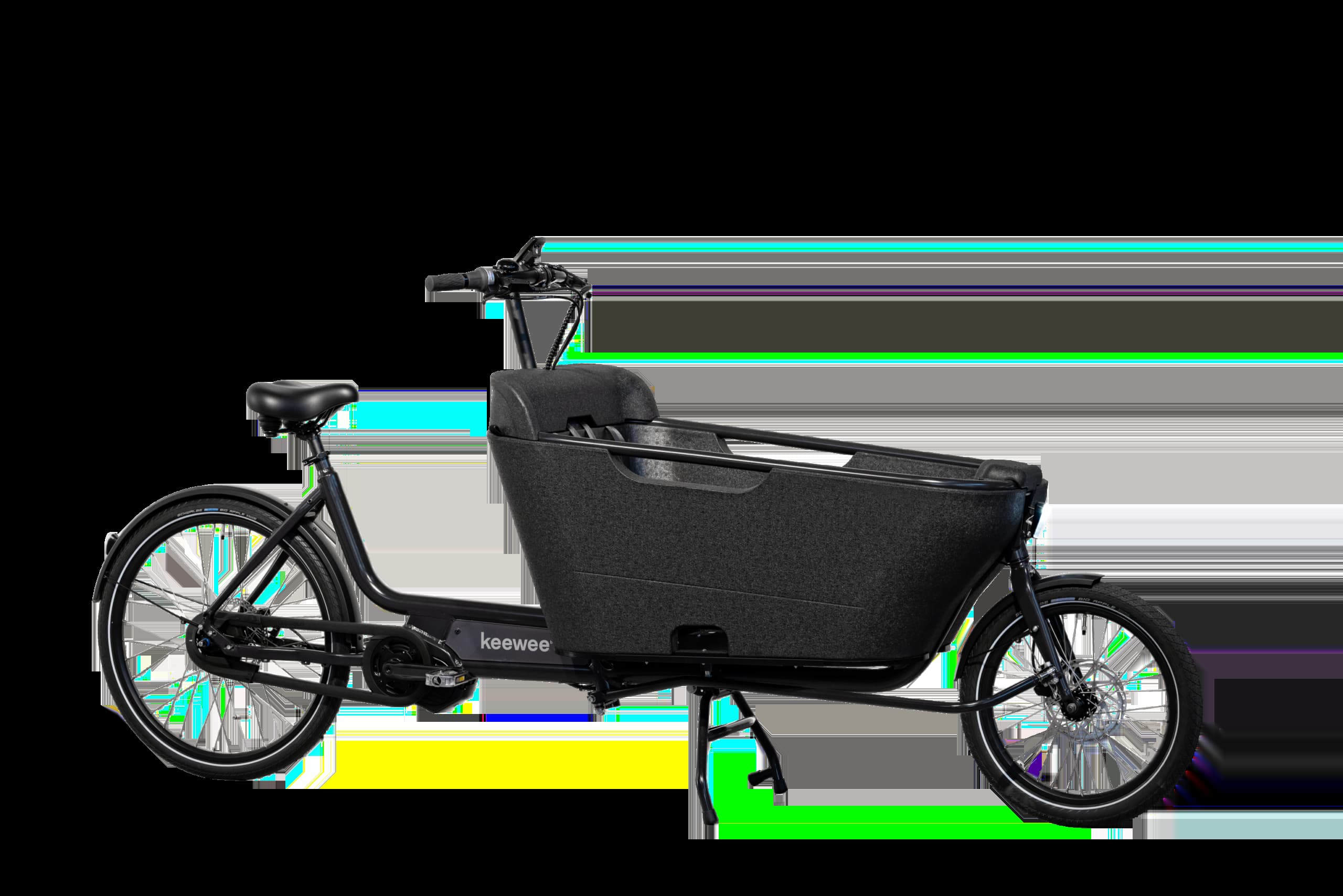 Cangoo Keewee 2.0 elektrische bakfiets zwart met laadkist