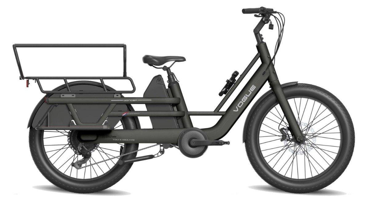 Vogue Wonder Longtail e-bike zwart, electrische familiefiets met achterwielmotor