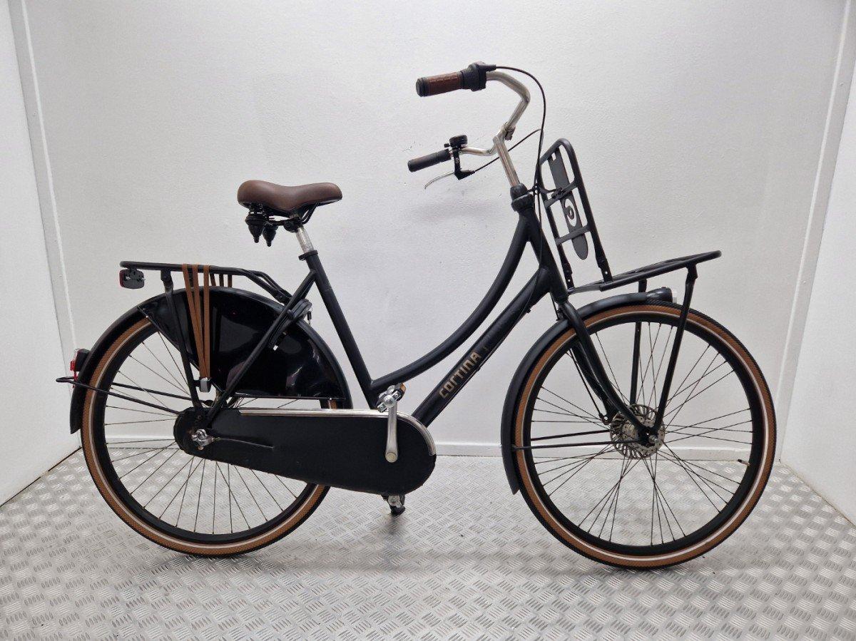 Cortina U4 tweedehands transportfiets zwart, 57 cm, vooraanzicht