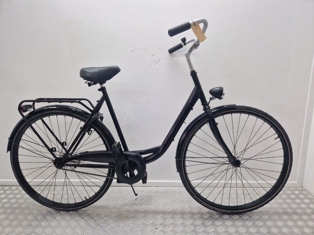 Zwarte stadsfiets 54 cm met lage instap en terugtraprem