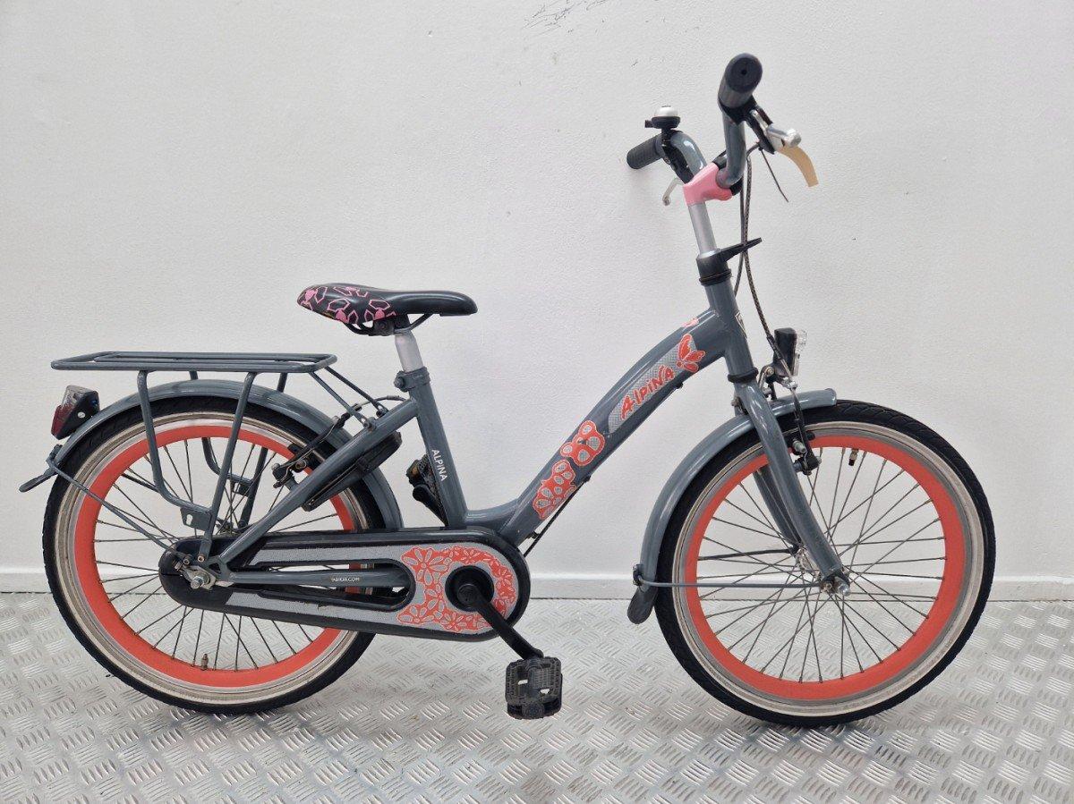 Alpina kinderfiets 20 inch grijs, tweedehands, met V-brakes en ringslot