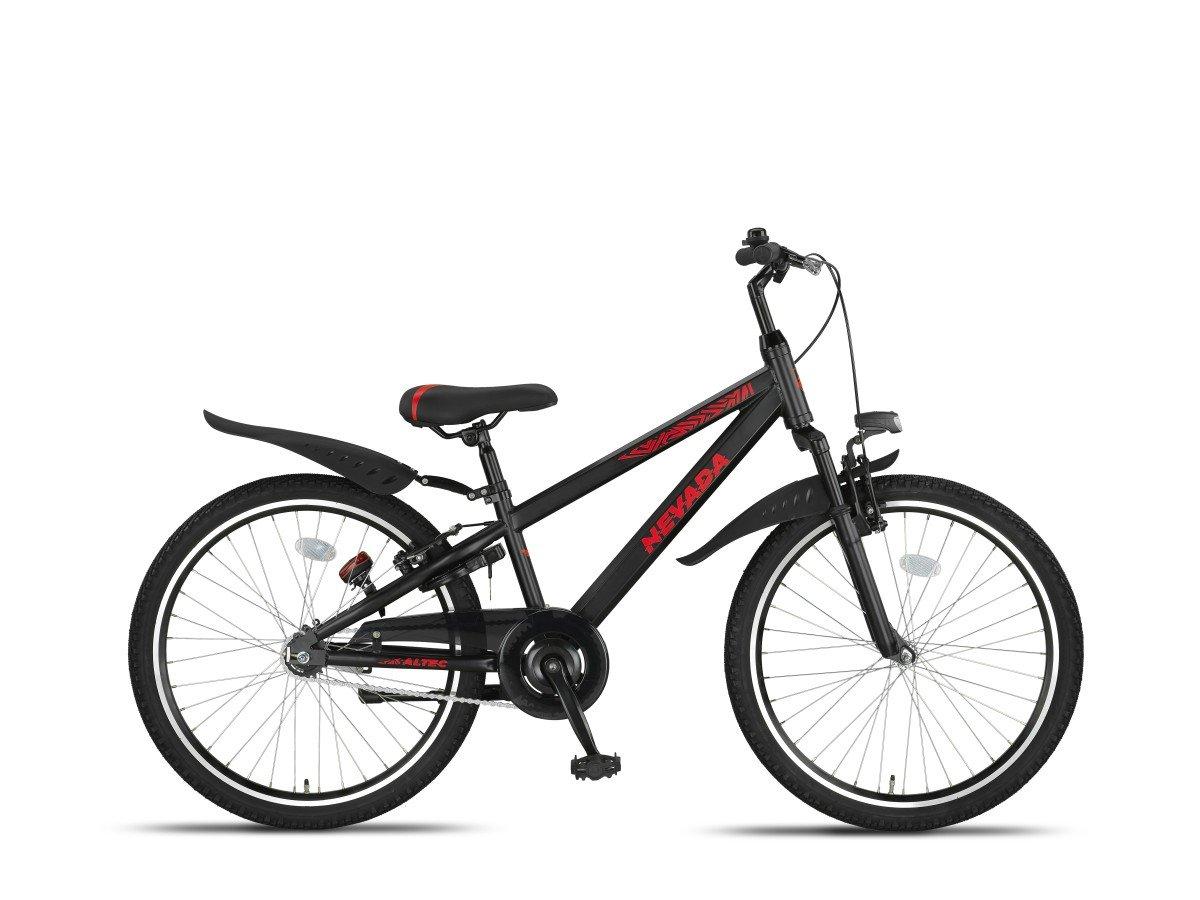Altec Nevada kinderfiets 24 inch in zwart-rood met terugtraprem