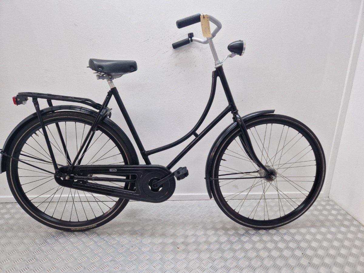 Merkloze omafiets 50cm zwart met lage instap, terugtraprem en verlichting