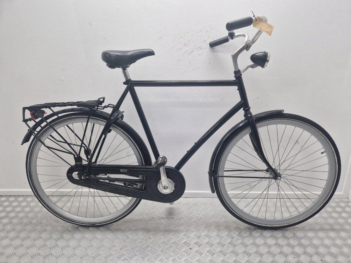 Merkloze zwarte herenfiets 62cm, 28 inch wielen, terugtraprem