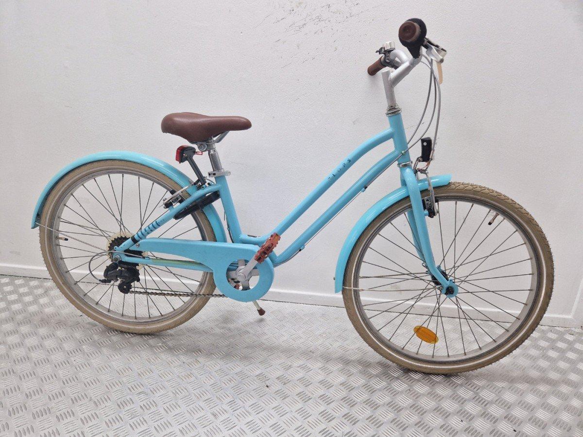 Blauwe Elops kinderfiets 24 inch tweedehands, lage instap