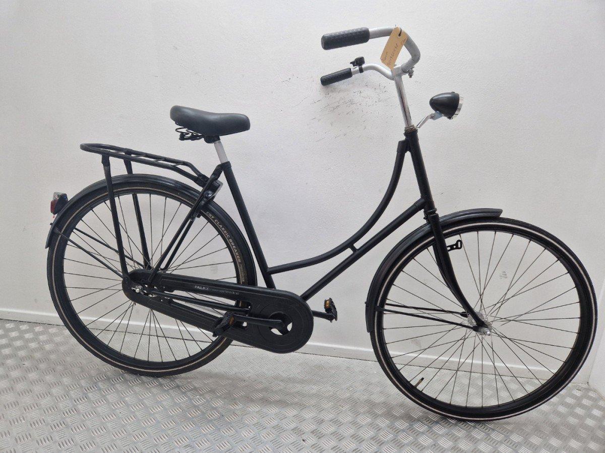 Merkloos Omafiets 57 cm zwart, tweedehands, voorkant