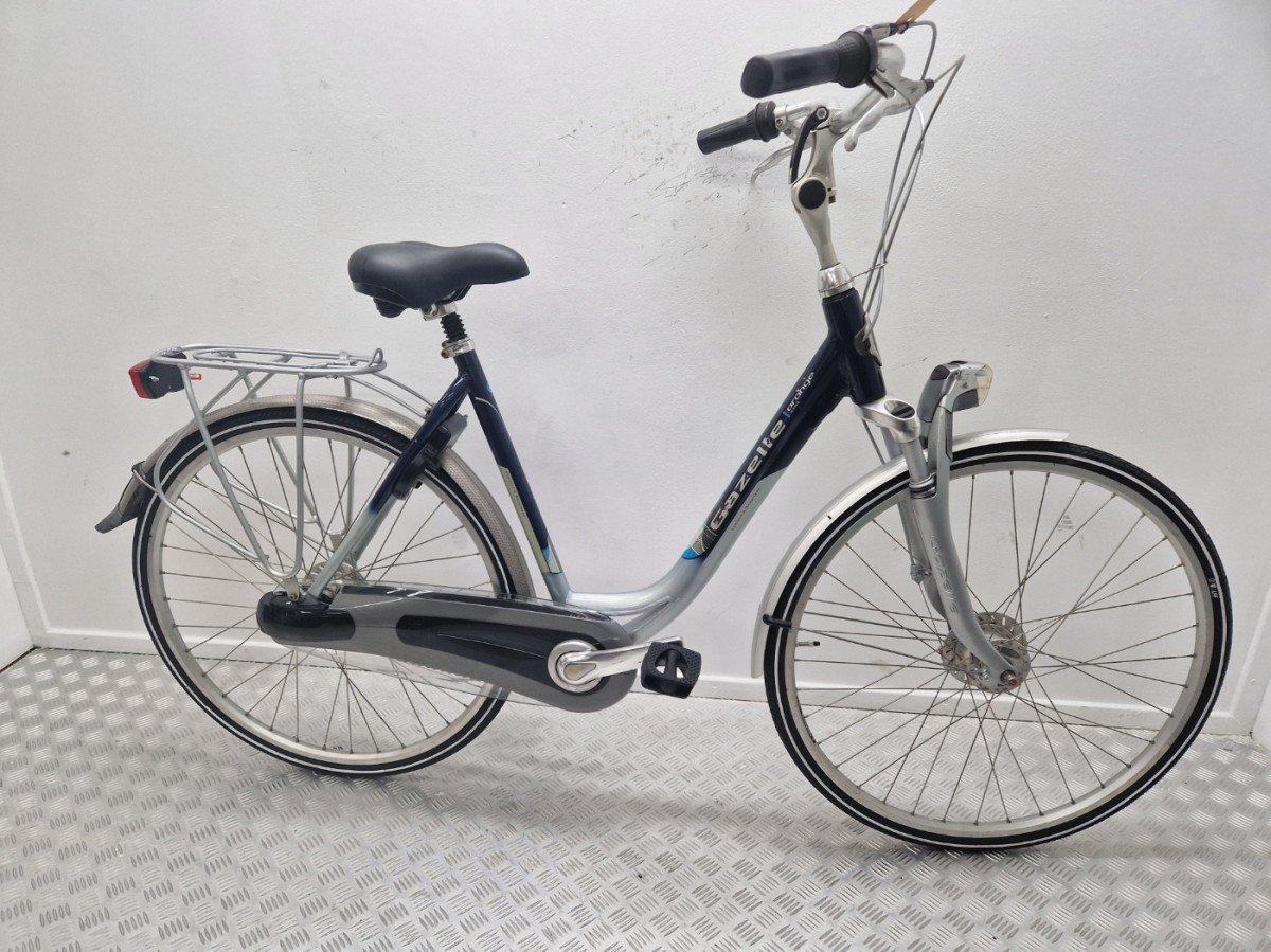 Gazelle Orange Xtra stadsfiets tweedehands, blauwgrijs, lage instap