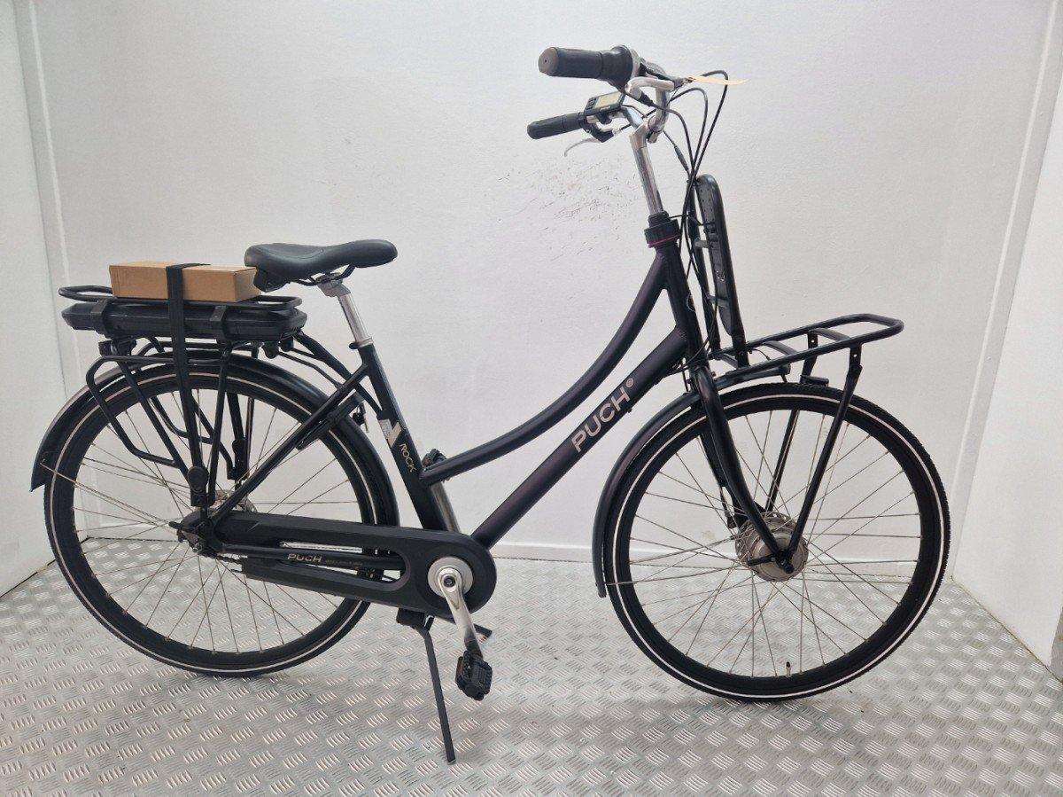 Puch E-rock N7 zwarte elektrische dames transportfiets, tweedehands
