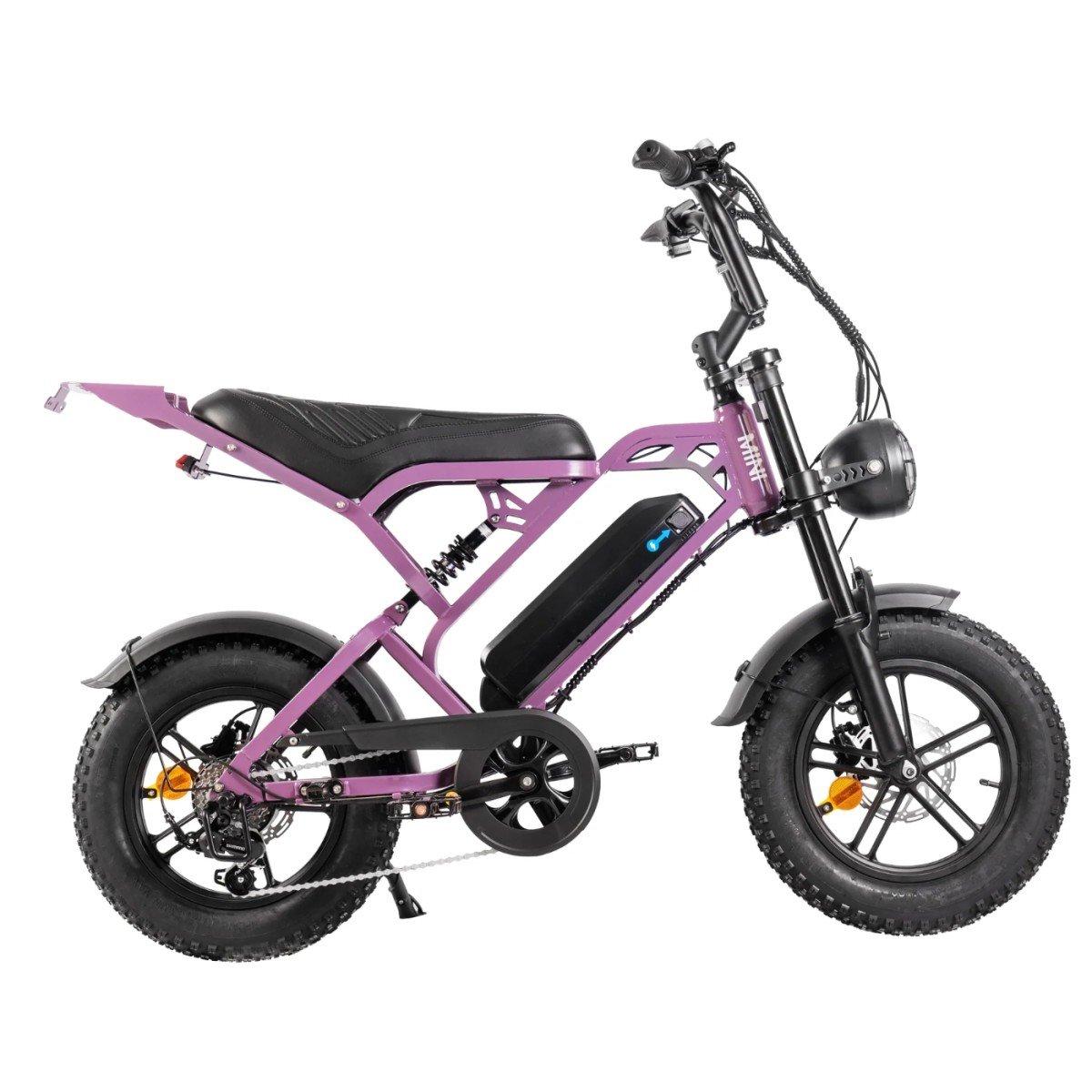 QM Wheel V20 Mini elektrische fatbike in paars, 16 inch