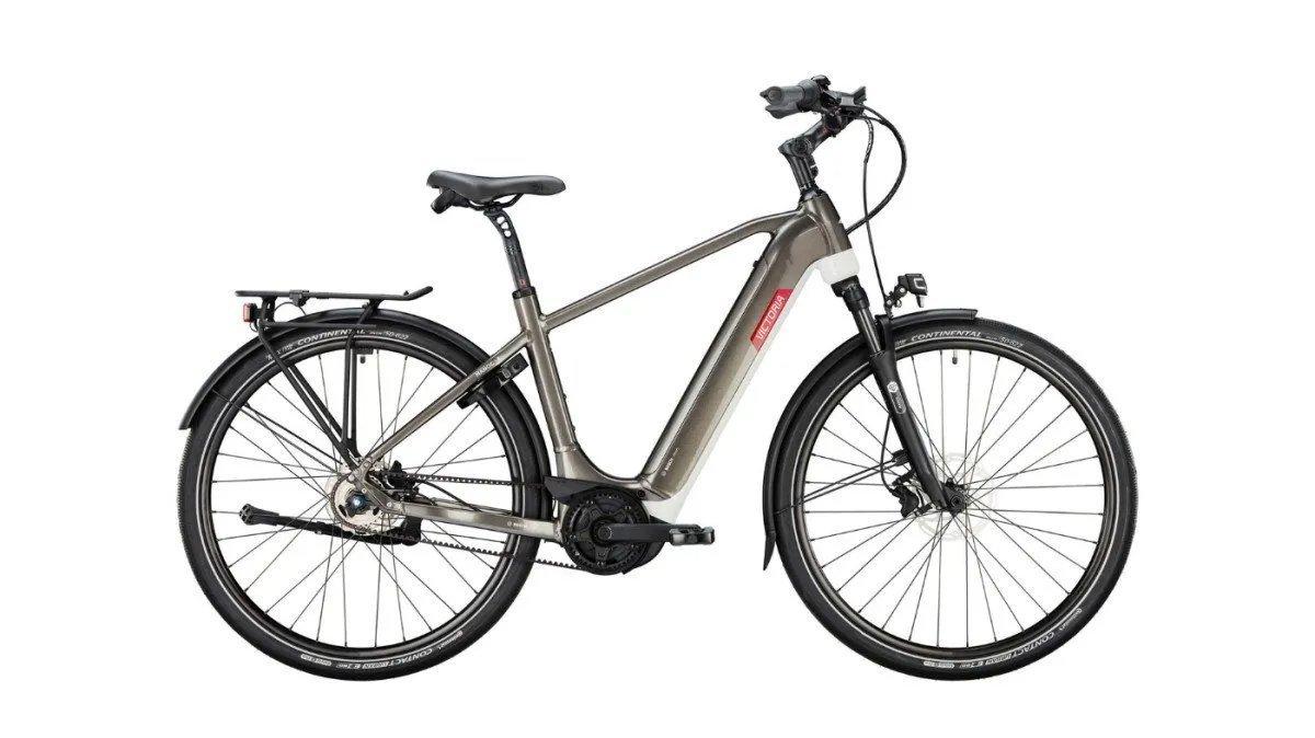 Victoria Manoc 3 grijswitte e-stadsfiets, 58cm, met Bosch middenmotor