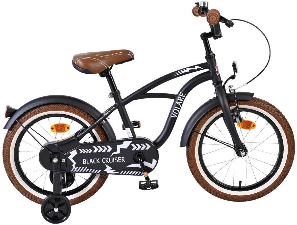Volare Black Cruiser 16 inch kinderfiets in mat zwart