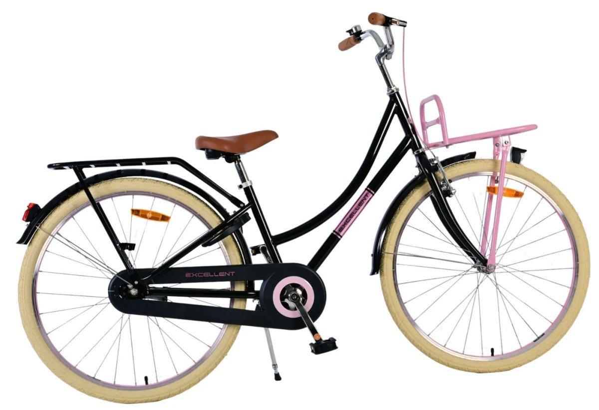Volare Excellent kinderfiets 26 inch zwart roze met voorrekje