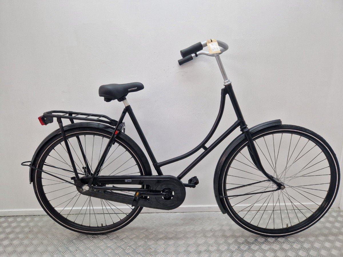 Merkloos Omafiets 58 cm zwart, lage instap, terugtraprem