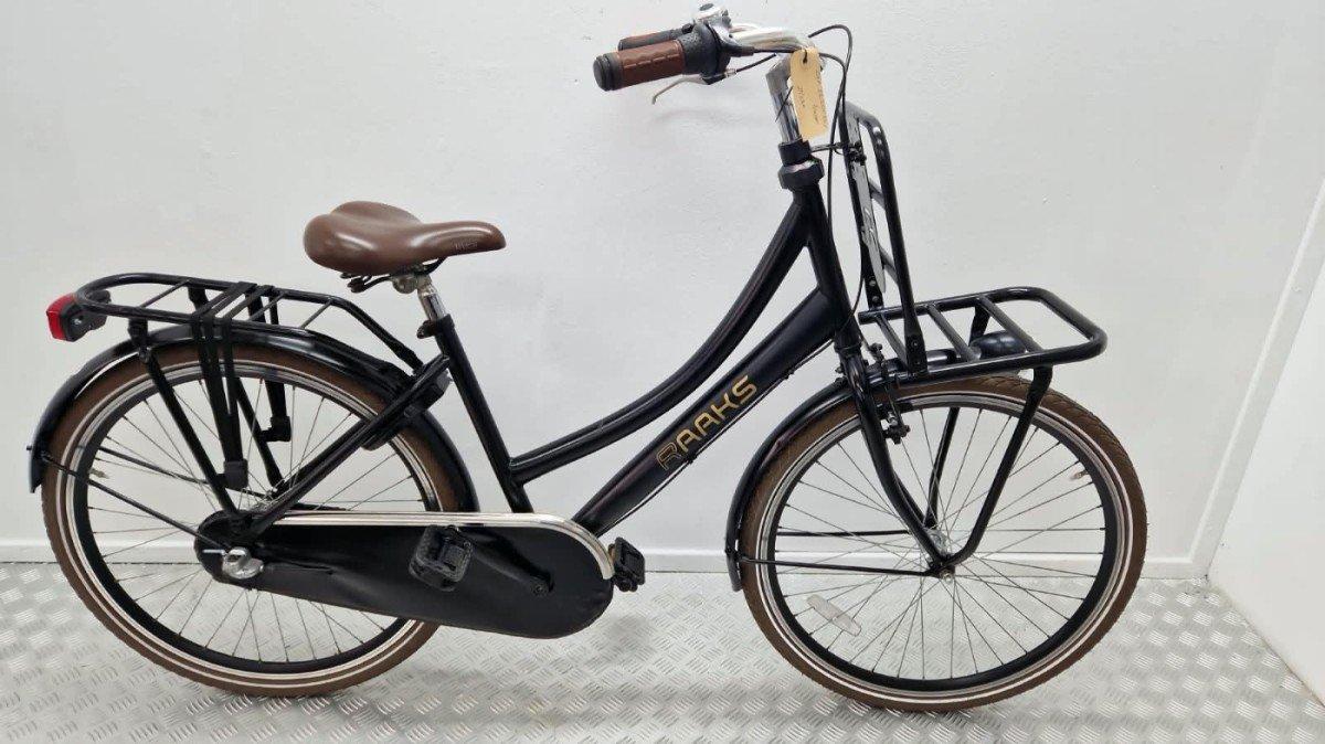 Raaks Cargo 26 kinderfiets in zwart, 44 cm frame, 26 inch wielen