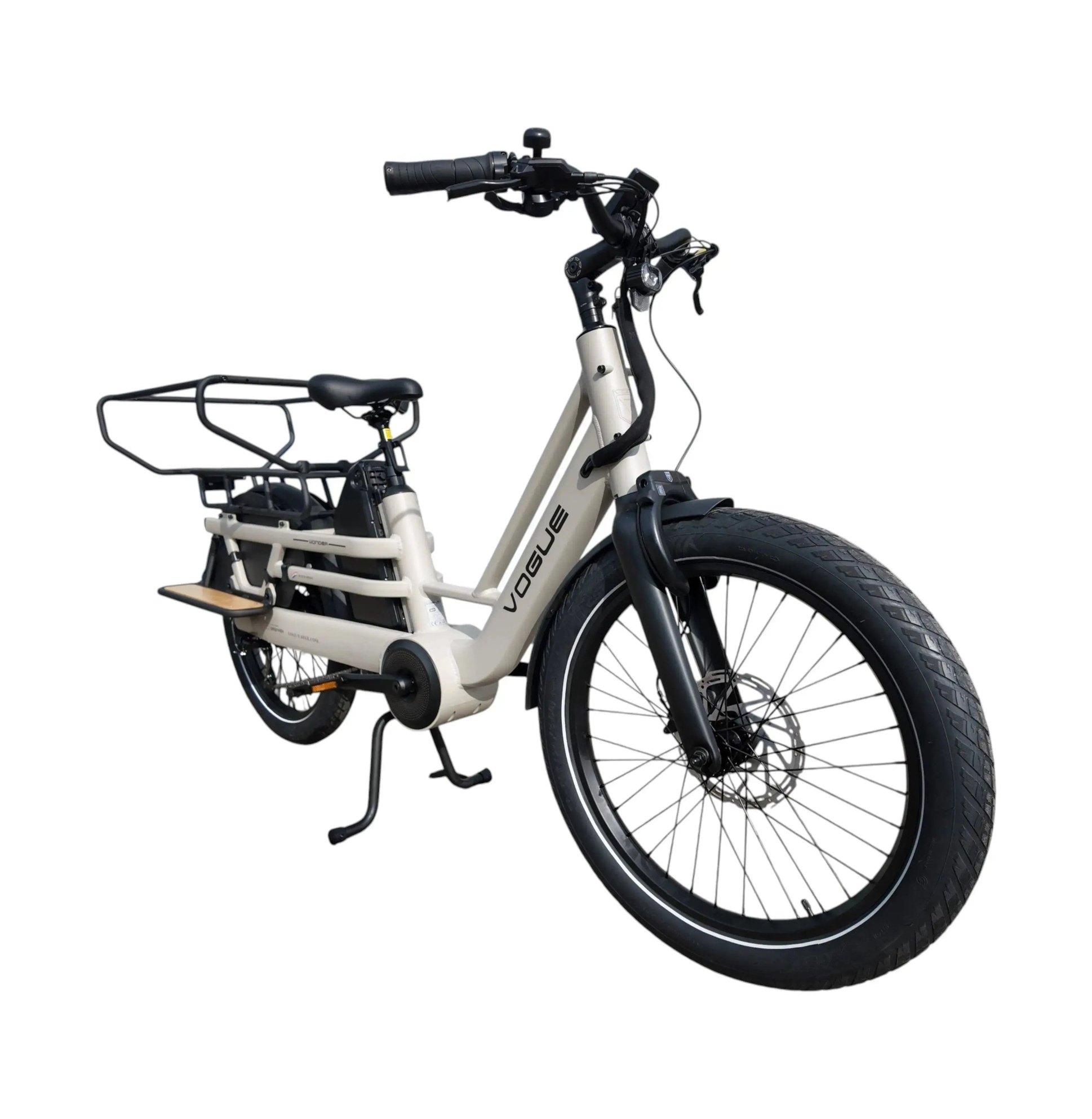 Vogue Wonder 2026 elektrische longtail e-bike fashion grey, driekwart vooraanzicht