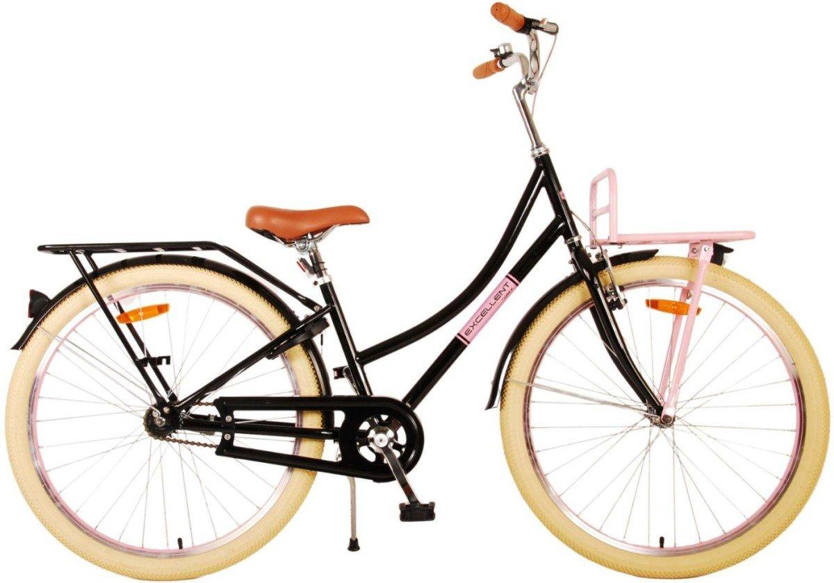 Volare Excellent kinderfiets 26 inch zwartroze met voorrekje