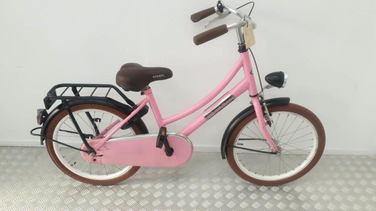 Popal kinderfiets 20 inch roze, terugtraprem, gesloten kettingkast