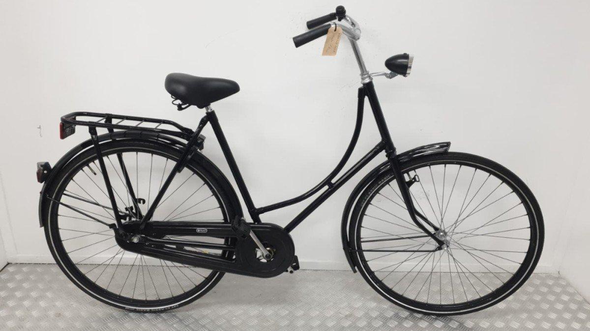 Budgetbike Omafiets 57cm zwart, terugtraprem, gesloten kettingkast