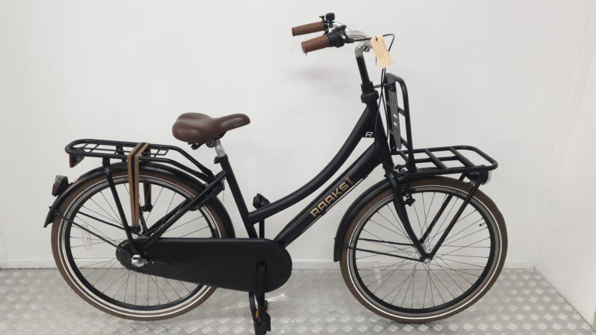 Raaks Cargo kinderfiets 26 inch zwart, terugtraprem