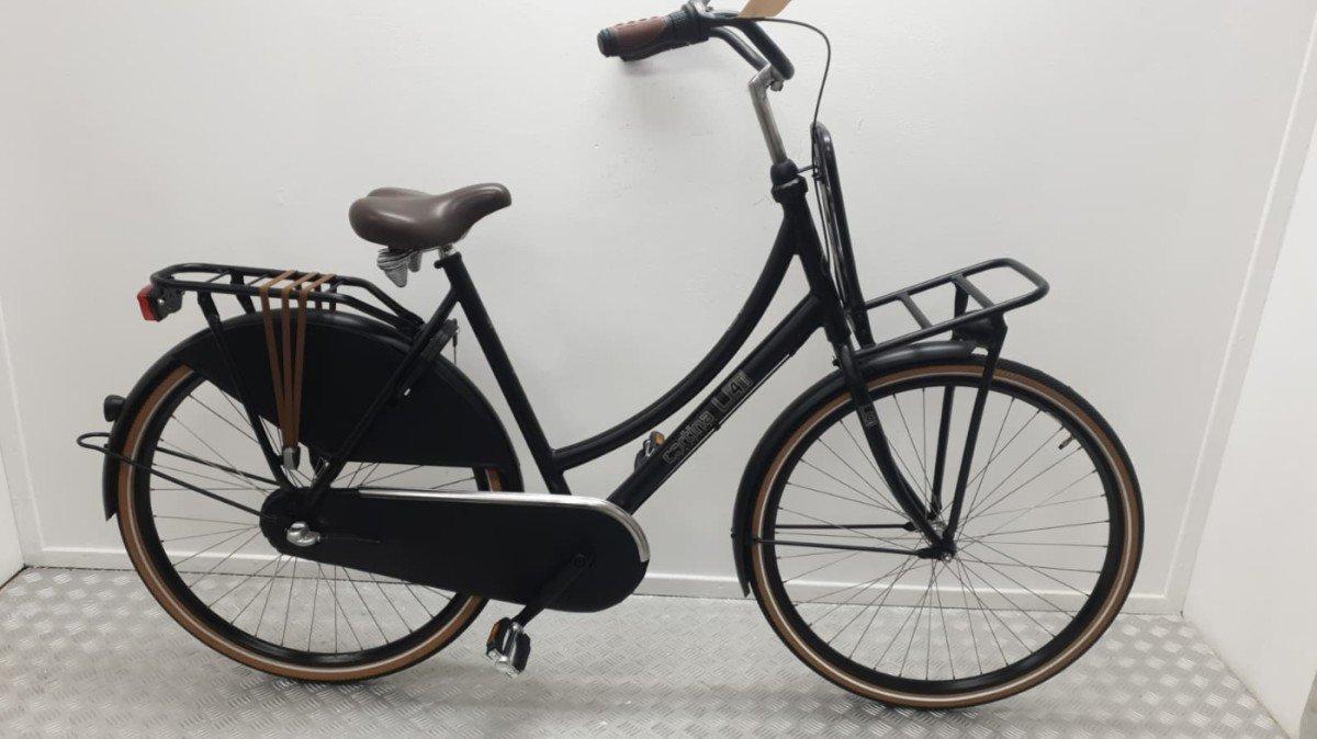 Cortina U4 transportfiets zwart, 57 cm framemaat, met bagagedrager
