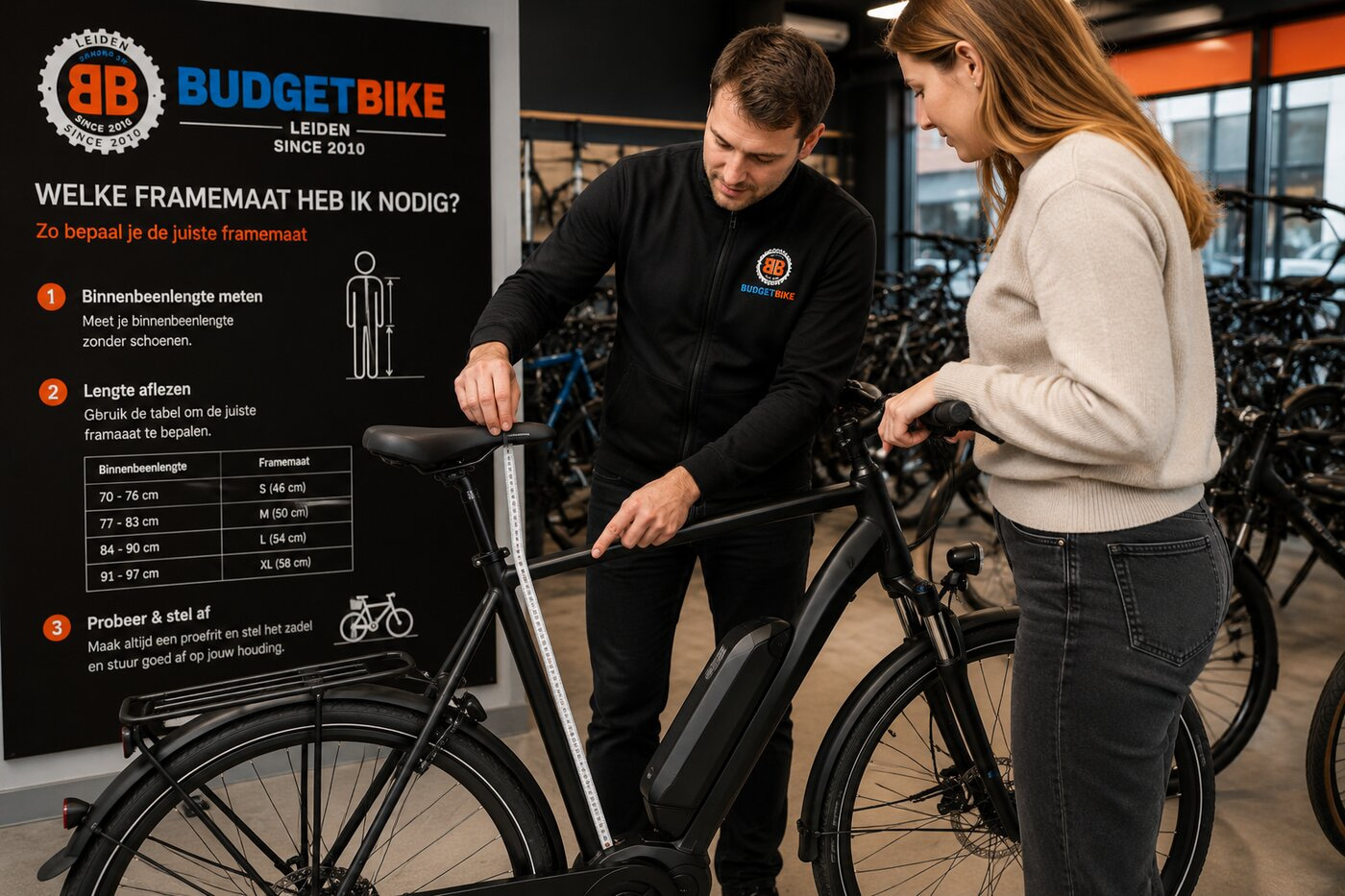 Framemaat-meting bij Budget Bike Leiden