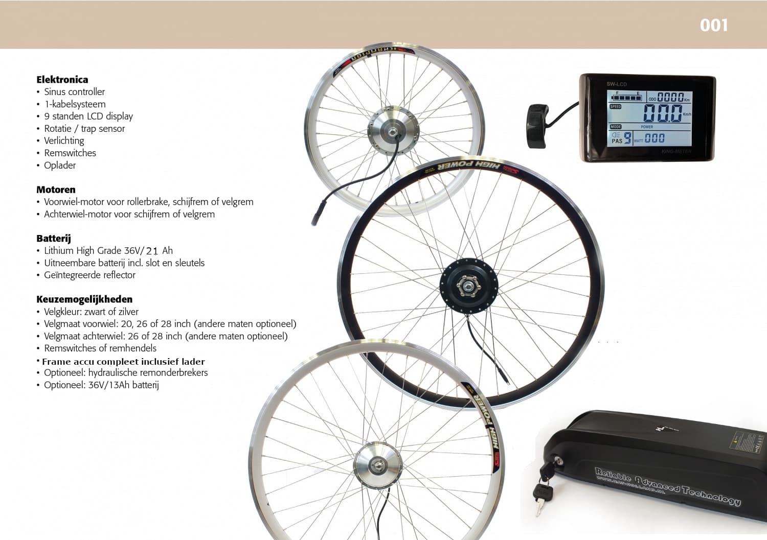 RAT Holland Ombouwset 001 Pro Endurance, 36V 21Ah frame-accu
