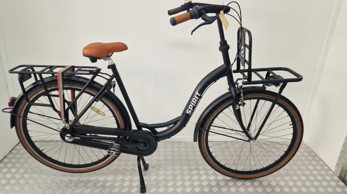 Spirit Transportfiets Cargo 57 cm zwart, vooraanzicht