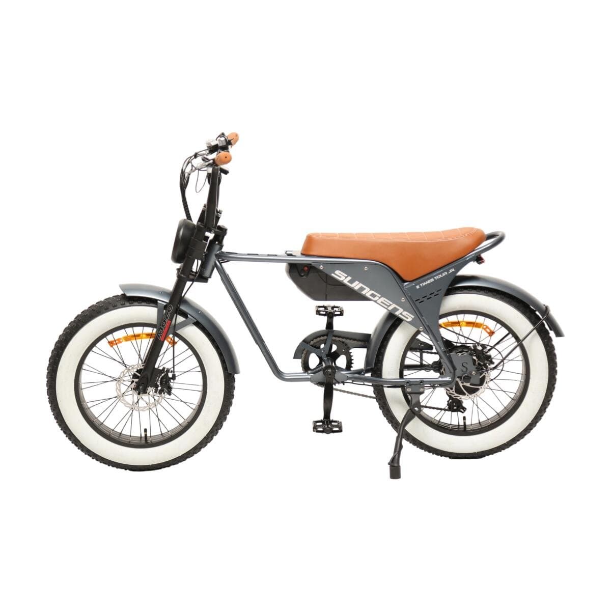 TXED Sungens E-fatbike 20 inch in grijs, voorkant zijkant