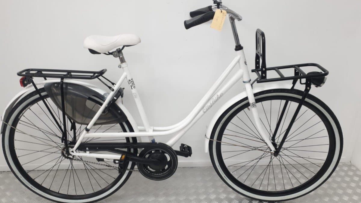 Rossler Citybike 55 cm wit, tweedehands transportfiets