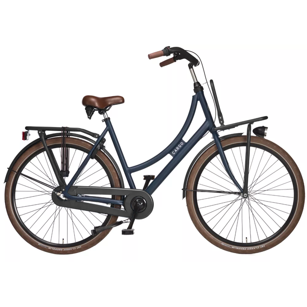 Avalon Cargo Dames transportfiets in blauw met voordrager