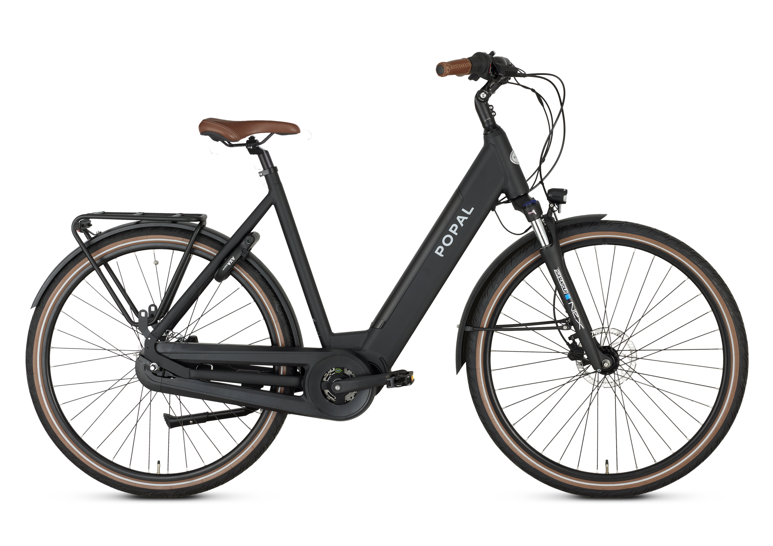 Popal Novel MM stadsfiets zwart, 47 cm, voor- en zijkant