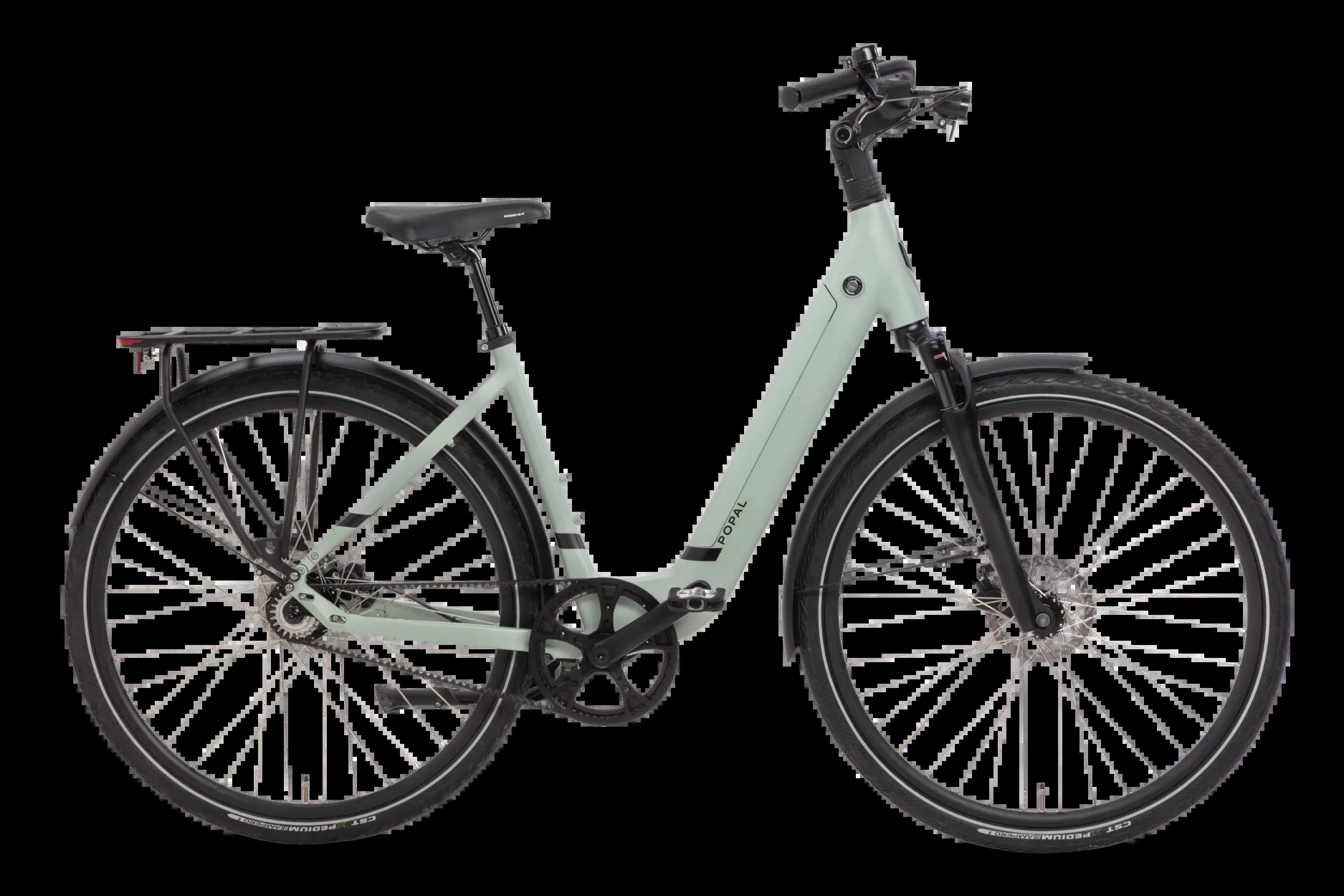 Popal ARC1+ groene elektrische stadsfiets 47 cm met achterwielmotor