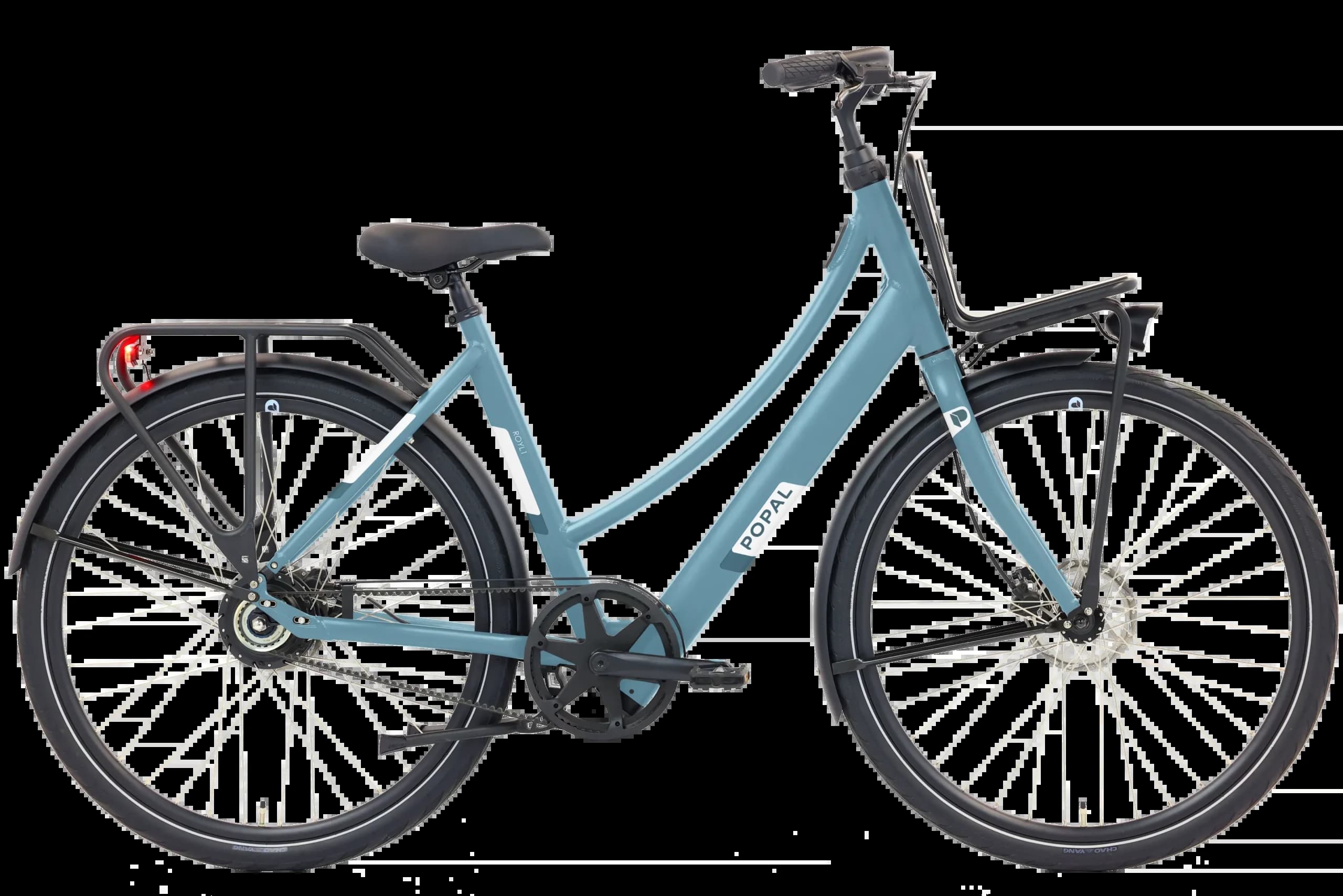 Popal stadsfiets 59 cm blauw met Ananda achterwielmotor
