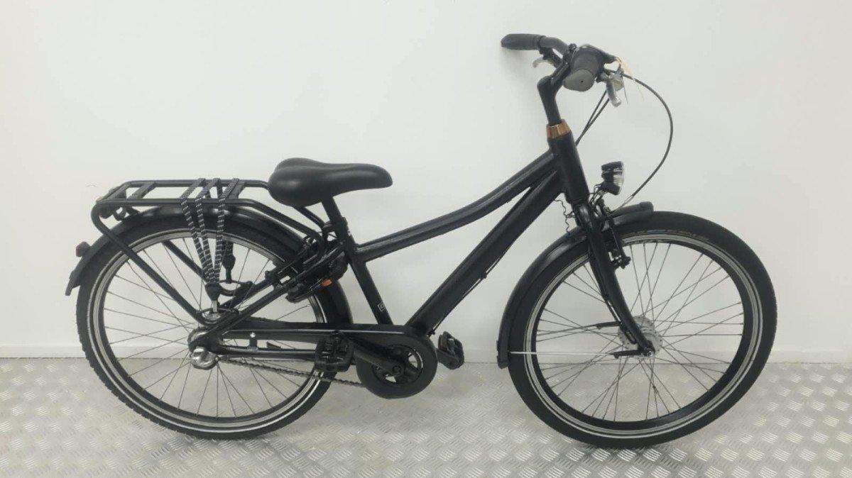 Merkloos kinderfiets 24 inch zwart, tweedehands
