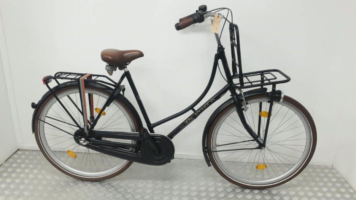 De Vries Transportfiets 55cm zwart, tweedehands, vooraanzicht