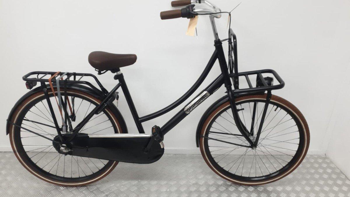 Popal Transportfiets 26 inch in zwart, tweedehands, met voorrekje