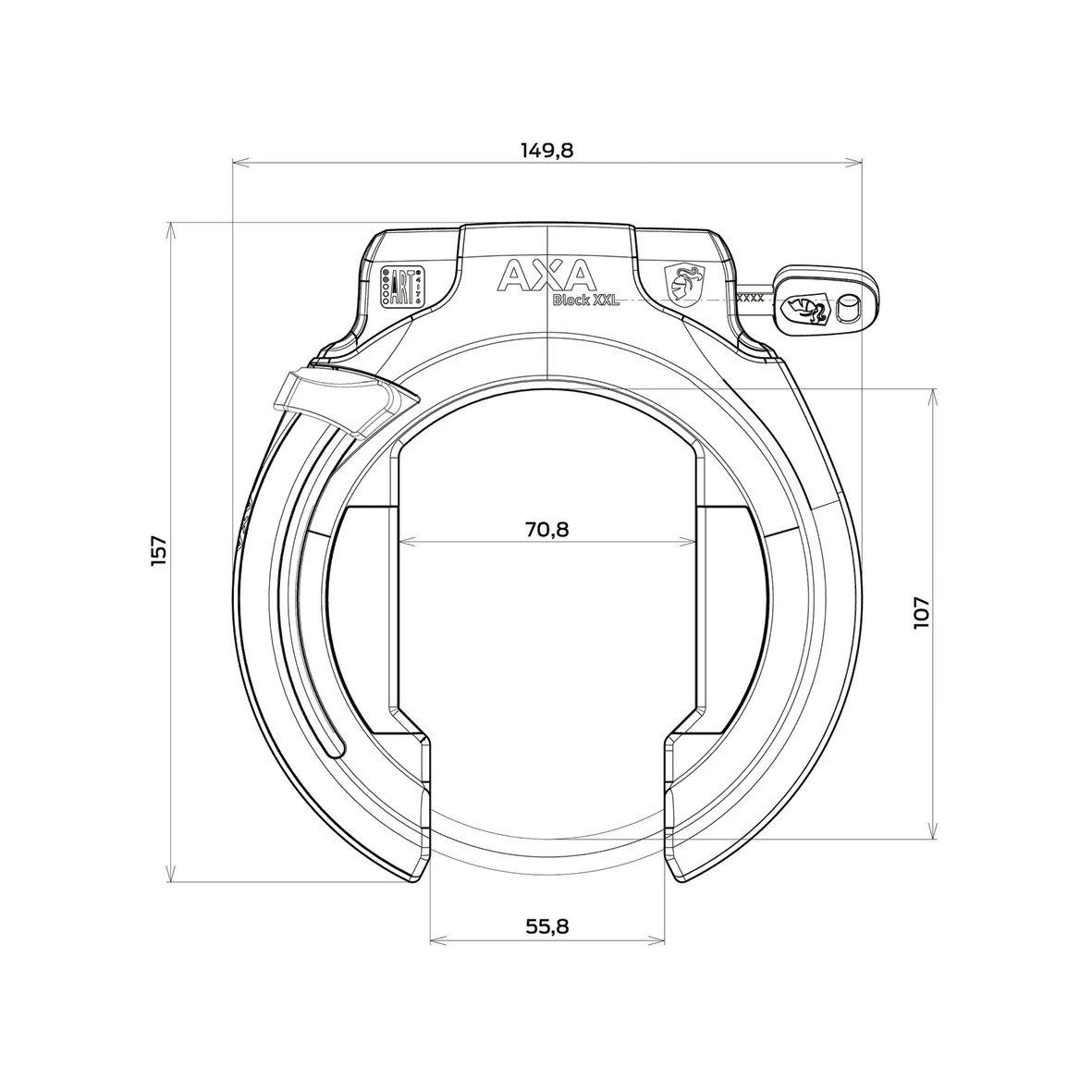 Axa ringslot Block XXL ART 2-60mm (breedte opening)-Zwart - Afbeelding 6